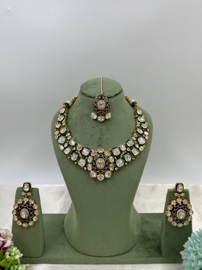 Reena Mina Kari Moissanite Kundan Necklace