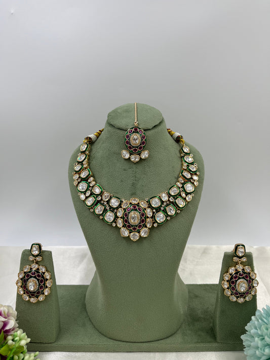 Reena Mina Kari Moissanite Kundan Necklace