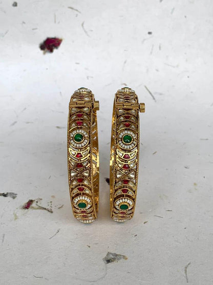 Gold Plated Multi Jadau Bangle