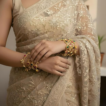 Chan Chan Multi-Color Gold-Plated Ghungroo Bangle Set