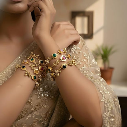 Chan Chan Multi-Color Gold-Plated Ghungroo Bangle Set