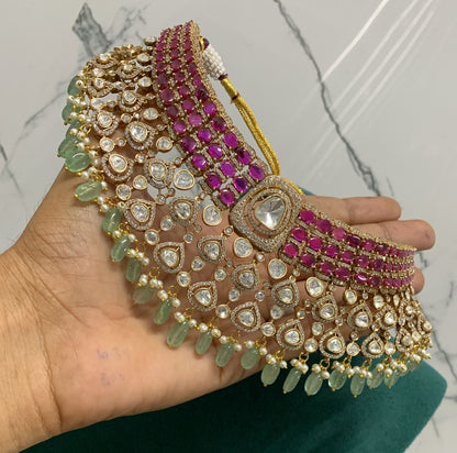 Ruby Reina Moissanite Kundan Necklace
