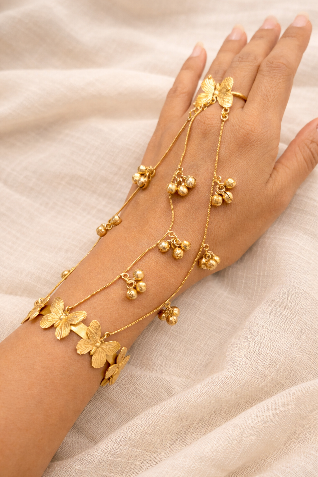 Butterfly Charm Gold Hathphool Bracelet