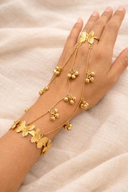 Butterfly Charm Gold Hathphool Bracelet