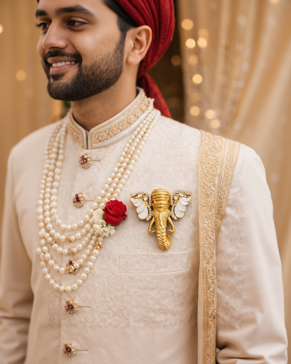 Ganesh Men Gold Brooch-G351300