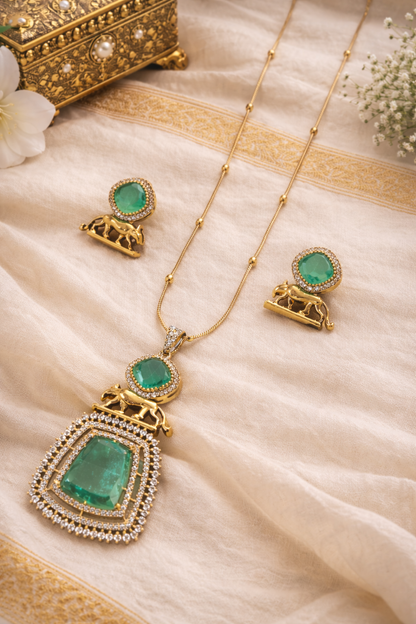Sabyasachi Emerald Designer Pendant Set