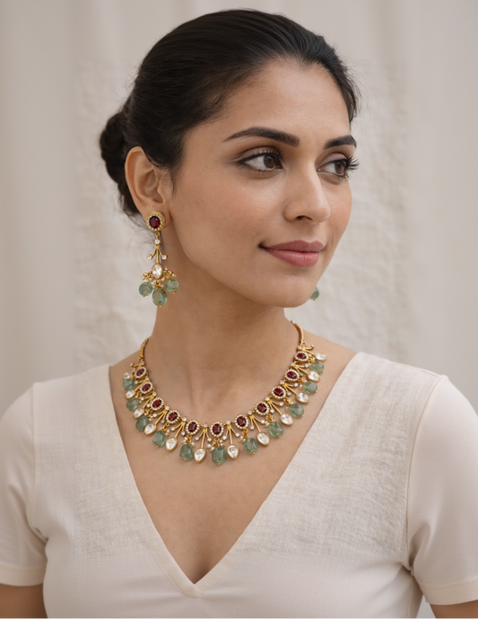Rubaa Mossainite Rubby Necklace-G754200