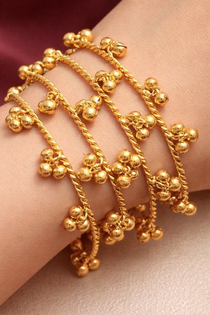 Ghughru with pearl Apala Golden Bangles 4 pc