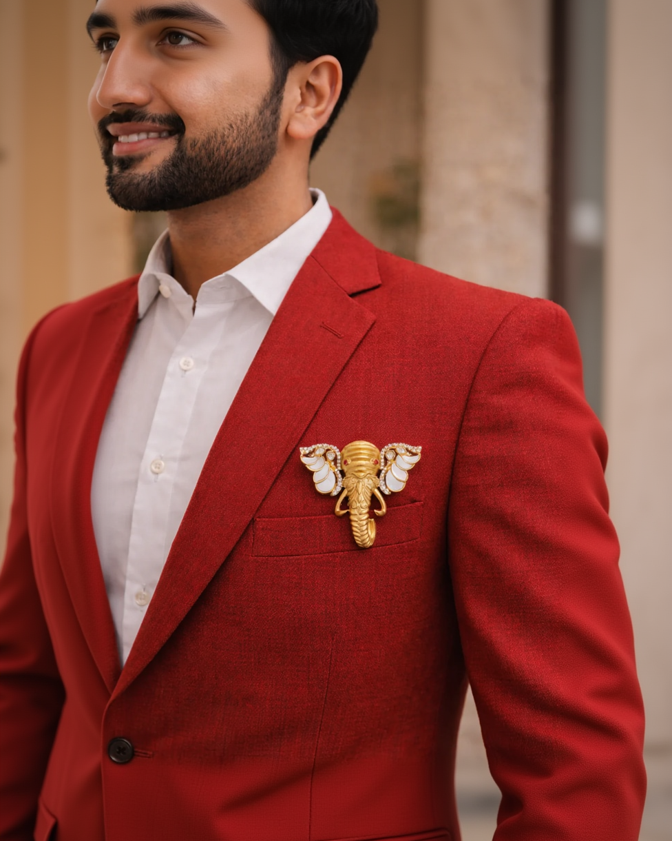 Ganesh Men Gold Brooch-G351300