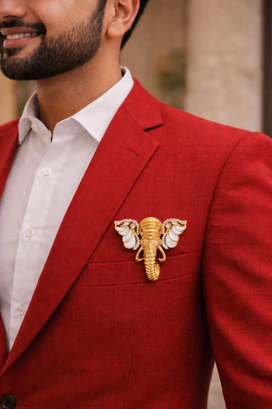 Ganesh Men Gold Brooch-G351300