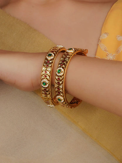 Gold Plated Multi Jadau Bangle