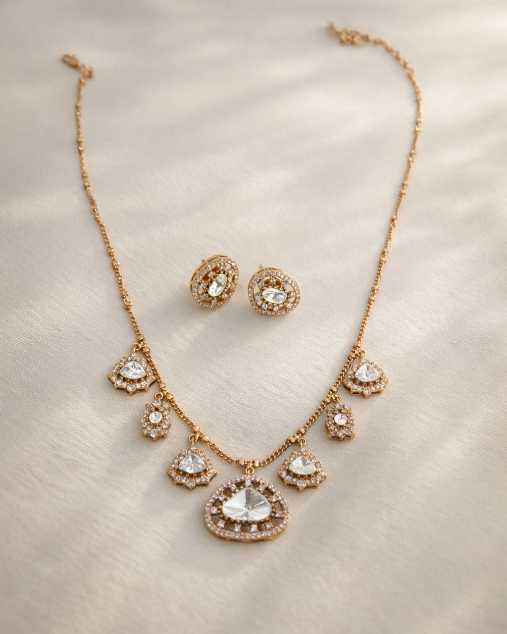 Droping Style Mossainite Chain Necklace-G352200