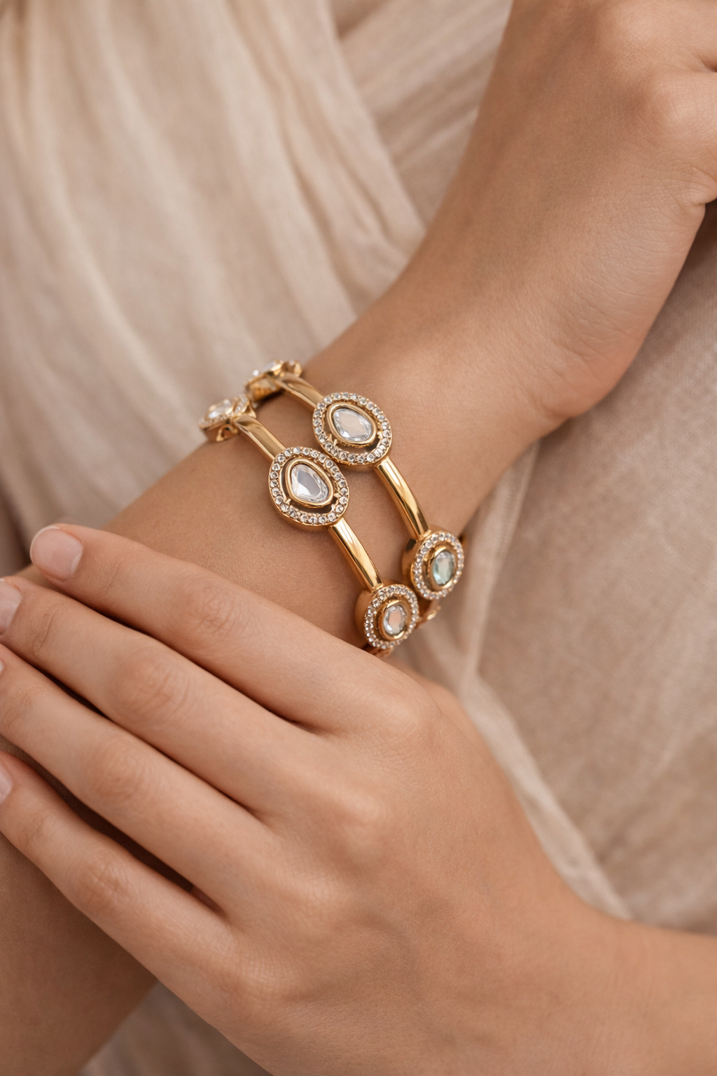 Mossainite White Bangles