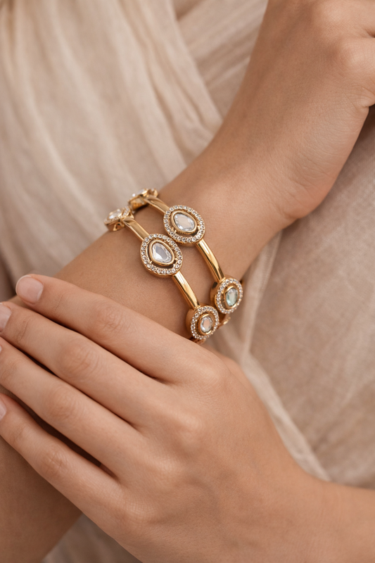 Mossainite White Bangles