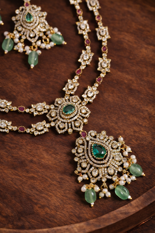 Emerald Victorian Layered Necklace Set