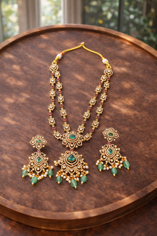 Emerald Victorian Layered Necklace Set