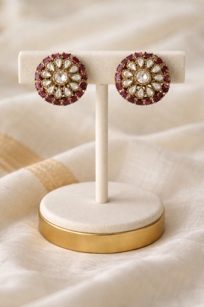 Victorian Polki Floral Choker Set with Emerald Drops