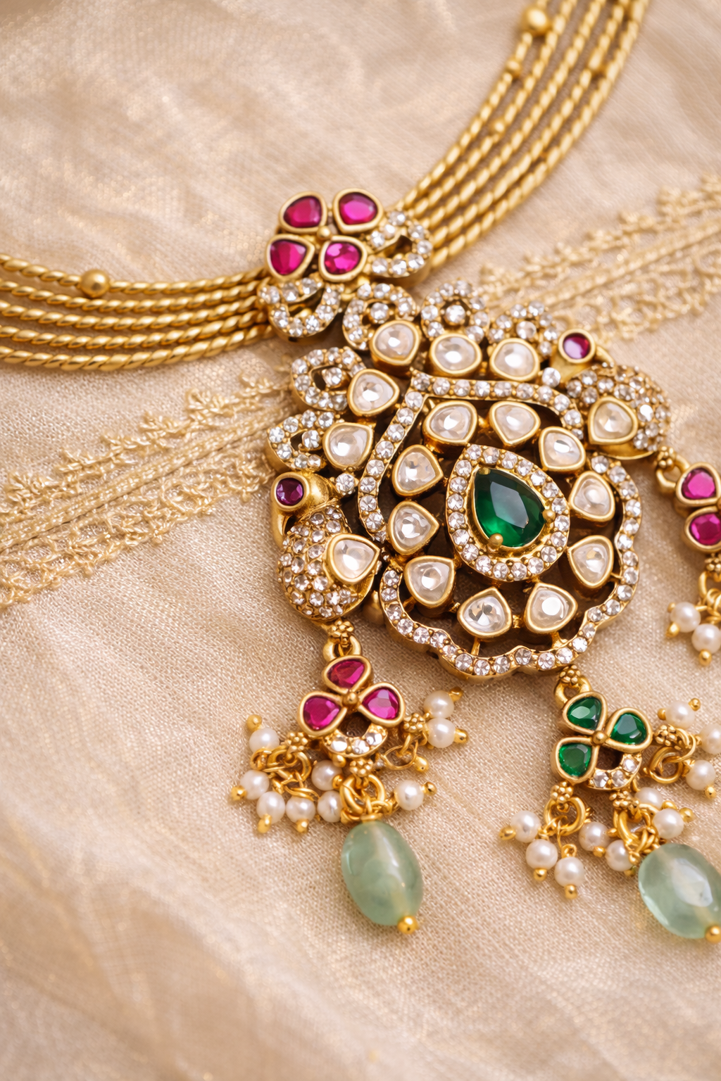 Multi-Line Stiff Victorian-style Jadau Hasli