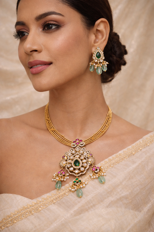 Multi-Line Stiff Victorian-style Jadau Hasli