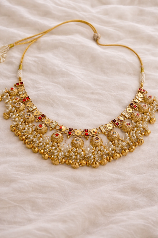 Zankar Ghunghru Gold Polish Necklace-G356600