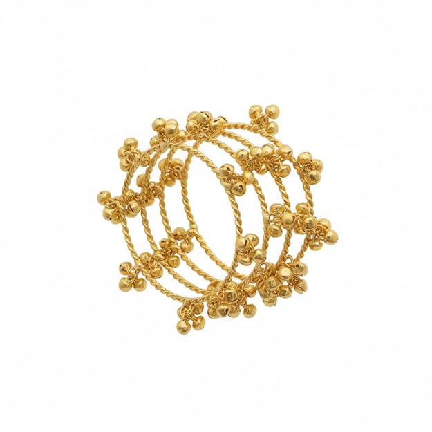 Ghughru with pearl Apala Golden Bangles 4 pc
