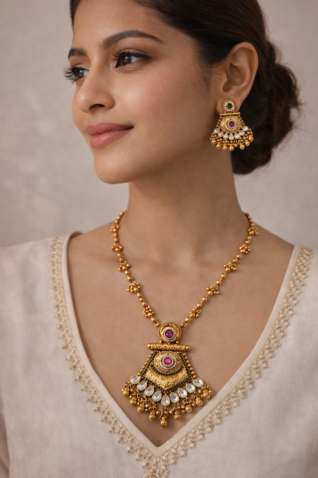 Lariat Ghugharu Pendent Set