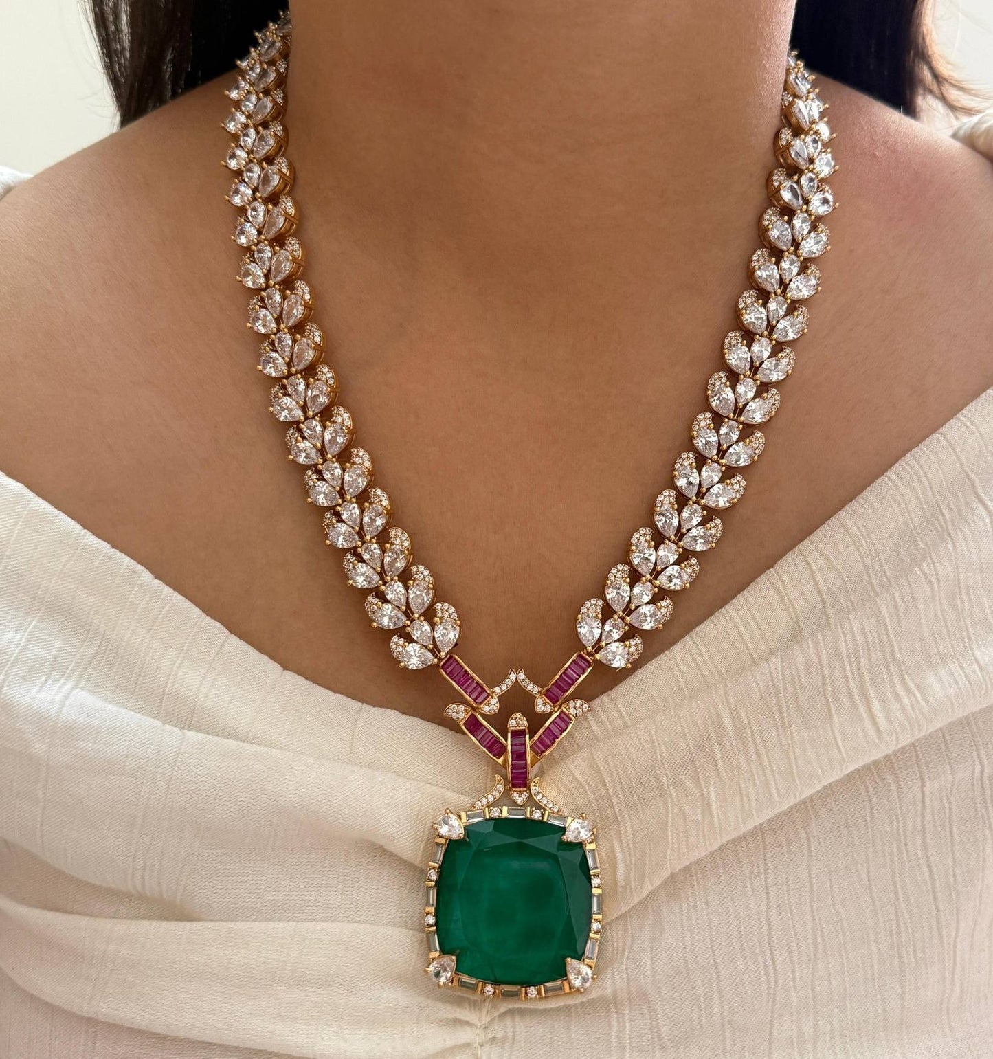Royal Emerald Designer Diamond Necklace