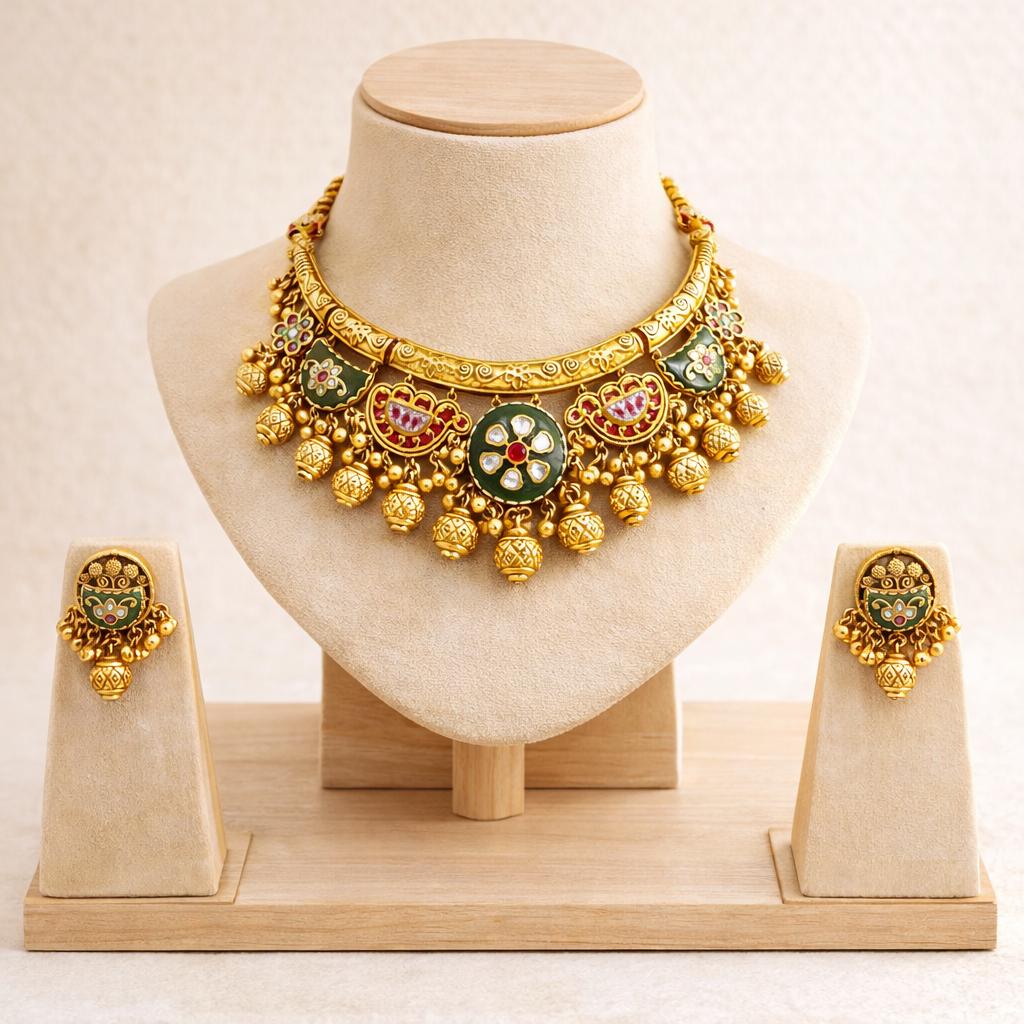 Artistic Designer Rajwadi Heritage Hasli Choker Necklace Set