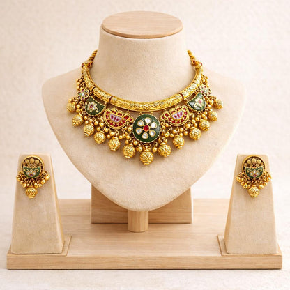 Artistic Designer Rajwadi Heritage Hasli Choker Necklace Set