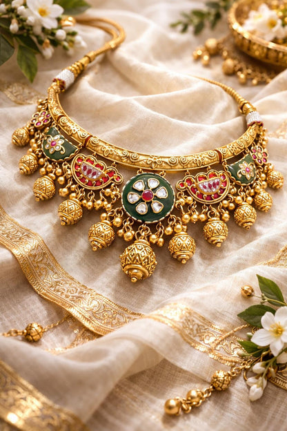 Artistic Designer Rajwadi Heritage Hasli Choker Necklace Set