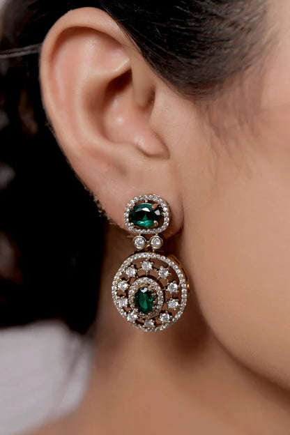 Two Line Emerald Victorian Necklace Set - New Arrival