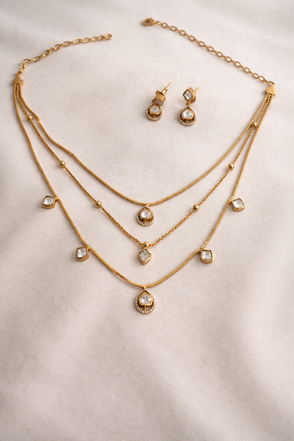 Three Line Mossainite Necklace