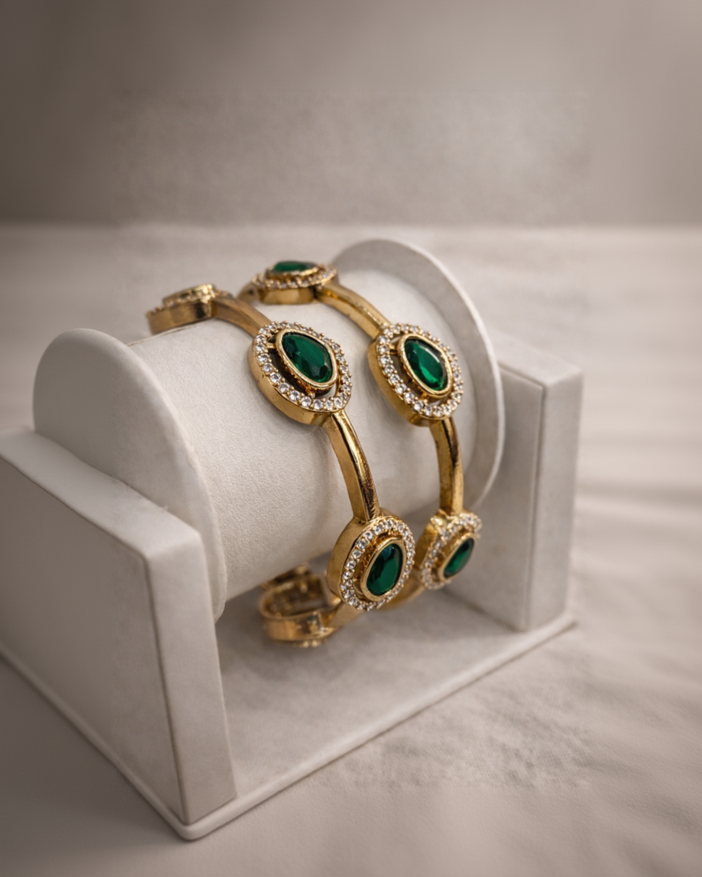 Mossainite Green Bangles(Set of 2)-G351300