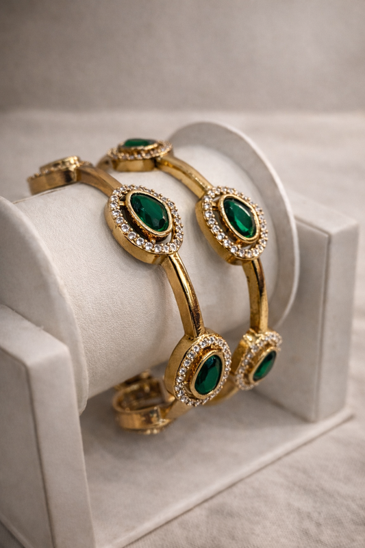 Mossainite Green Bangles