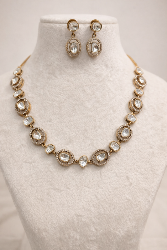 Single Line Mossainite Necklace Set