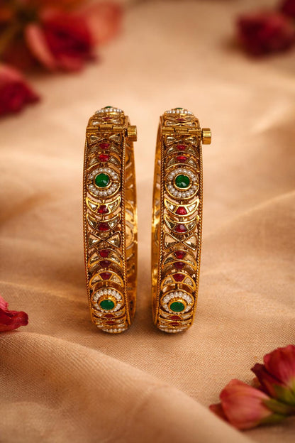 Gold Plated Multi Jadau Bangle