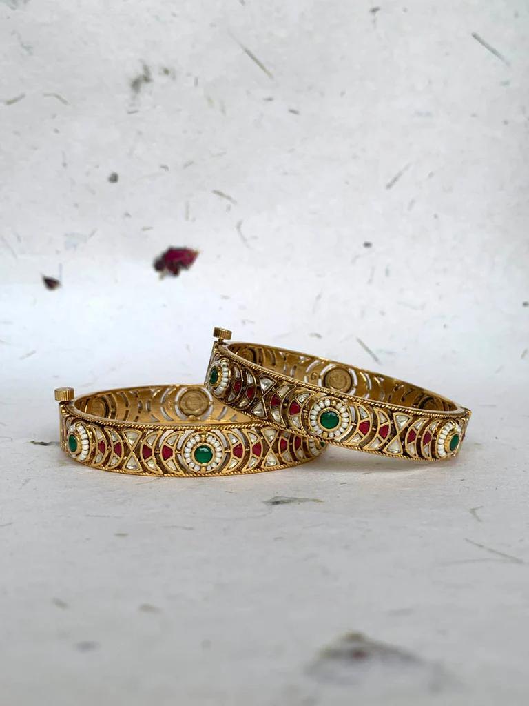 Gold Plated Multi Jadau Bangle