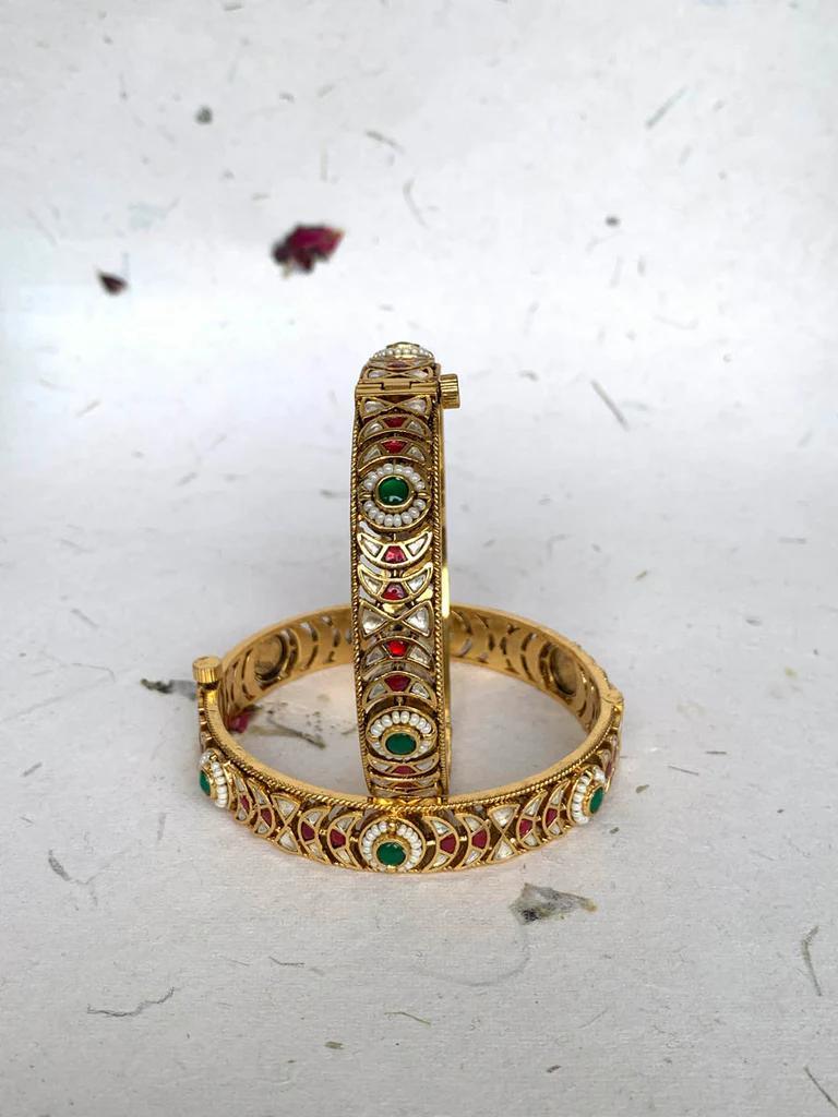 Gold Plated Multi Jadau Bangle