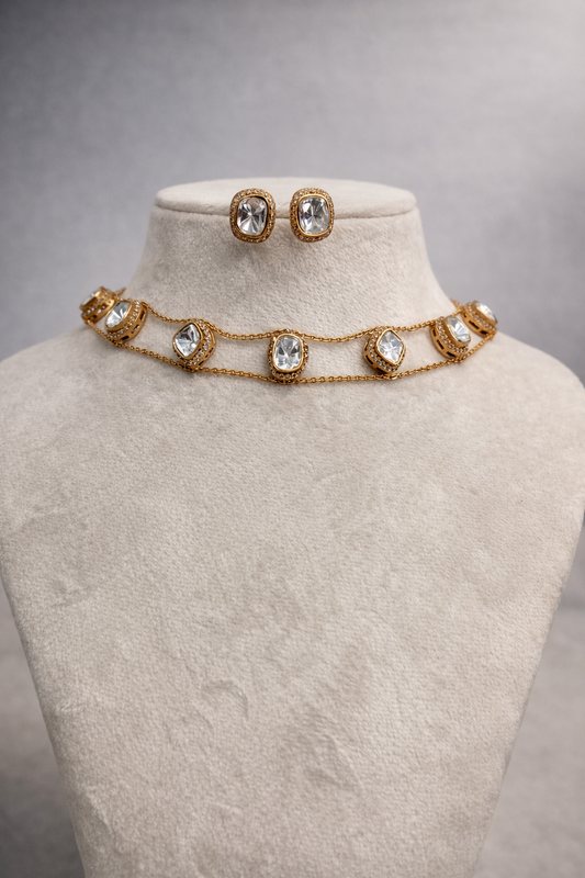 Mossainite Choker Necklace Set