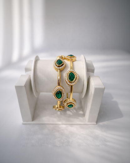 Mossainite Green Bangles(Set of 2)-G351300