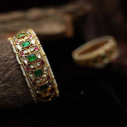 Gold Plated Gatha Jadau Polki Bangles
