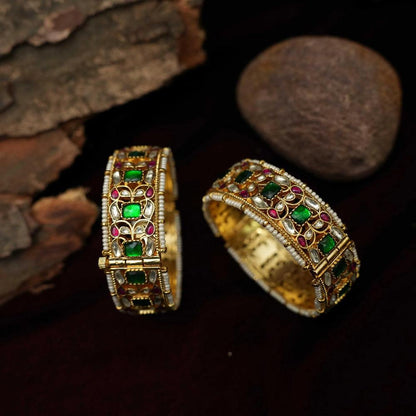Gold Plated Gatha Jadau Polki Bangles
