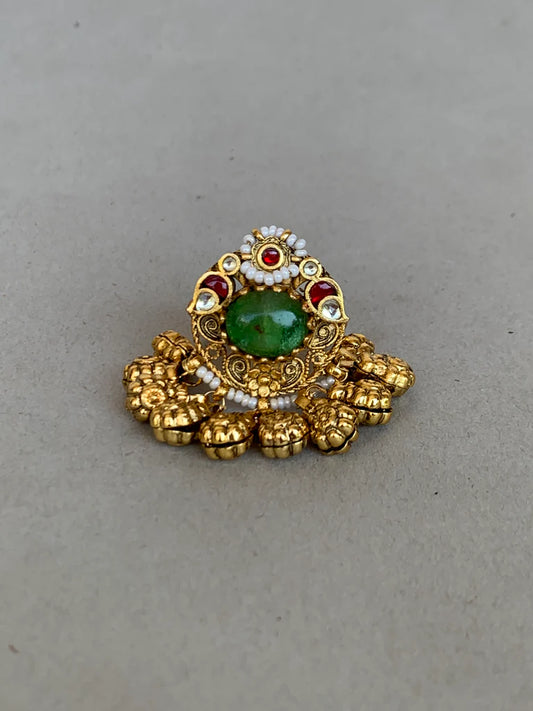 Jadau Kundan Green Stone Statement Ring
