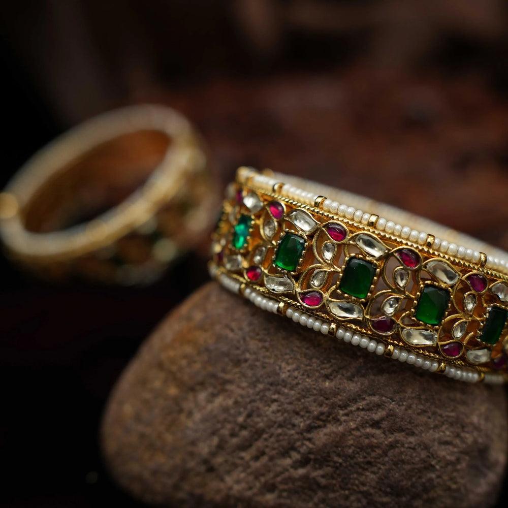 Gold Plated Gatha Jadau Polki Bangles