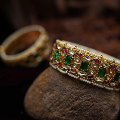 Gold Plated Gatha Jadau Polki Bangles