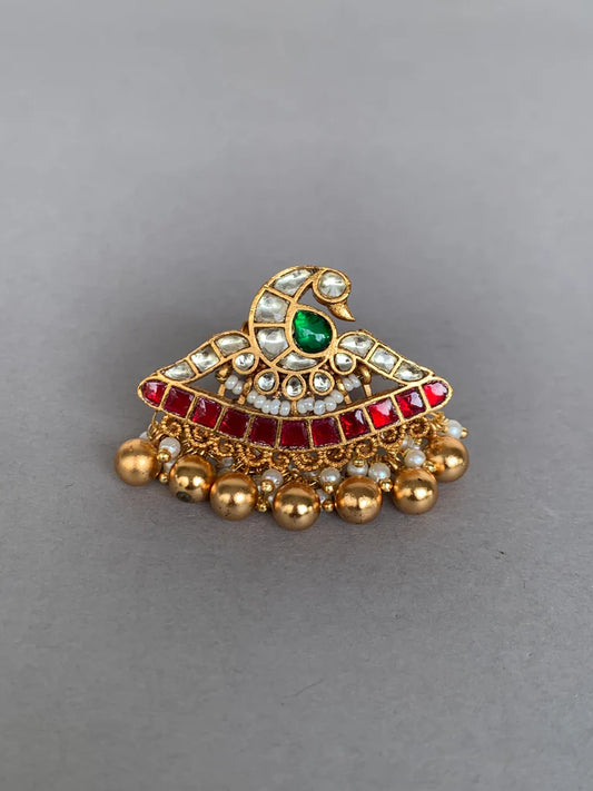 Jadau Kundan Peacock Motif Ring