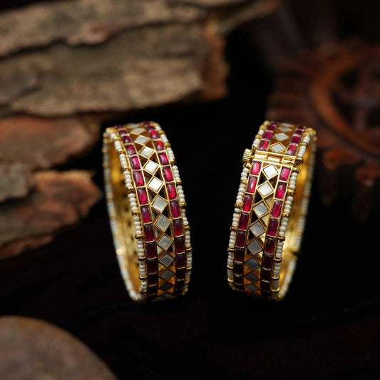 Gold Plated RehaaJadau Polki Bangles