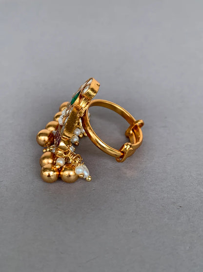 Jadau Kundan Peacock Motif Ring