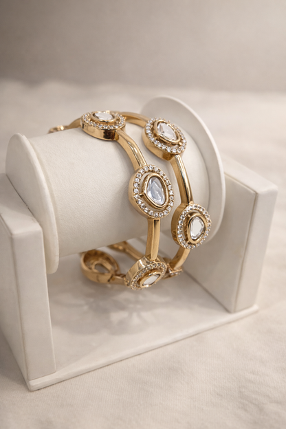 Mossainite White Bangles