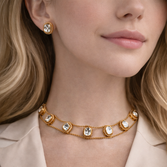 Mossainite Choker Necklace Set